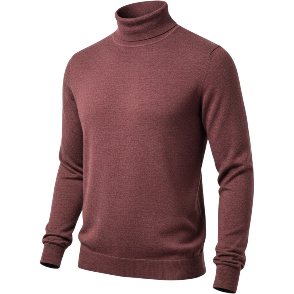 August Silk Men Burgundy Silk Cotton Blend Turtleneck Sweater Small